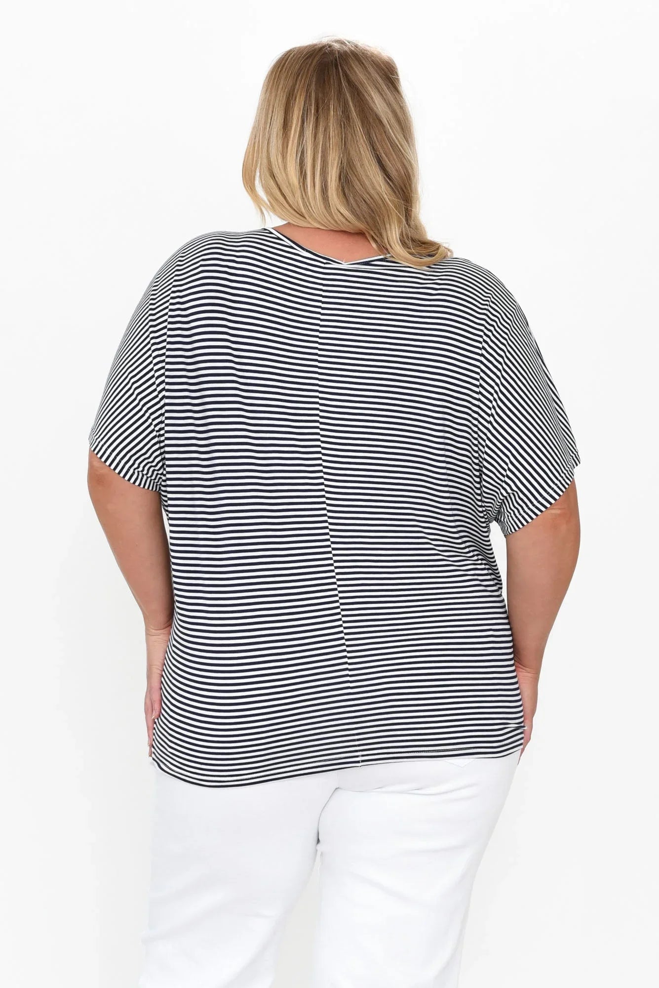 Stripe Maui Tee-Navy