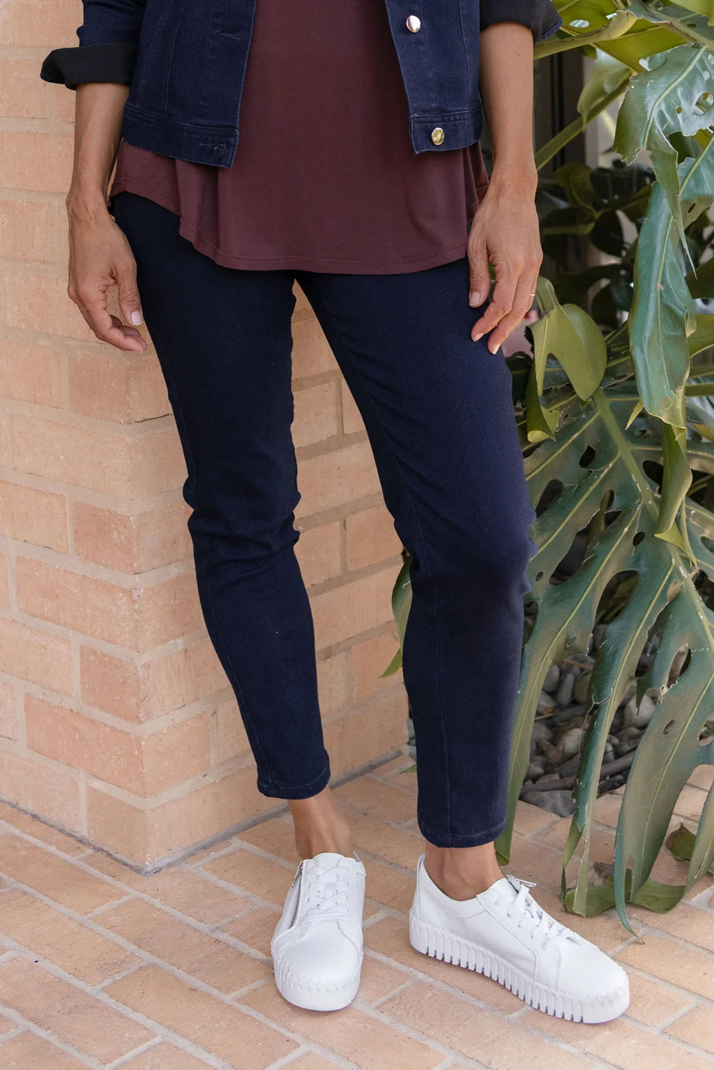 Cotton Stretch Pants - Navy