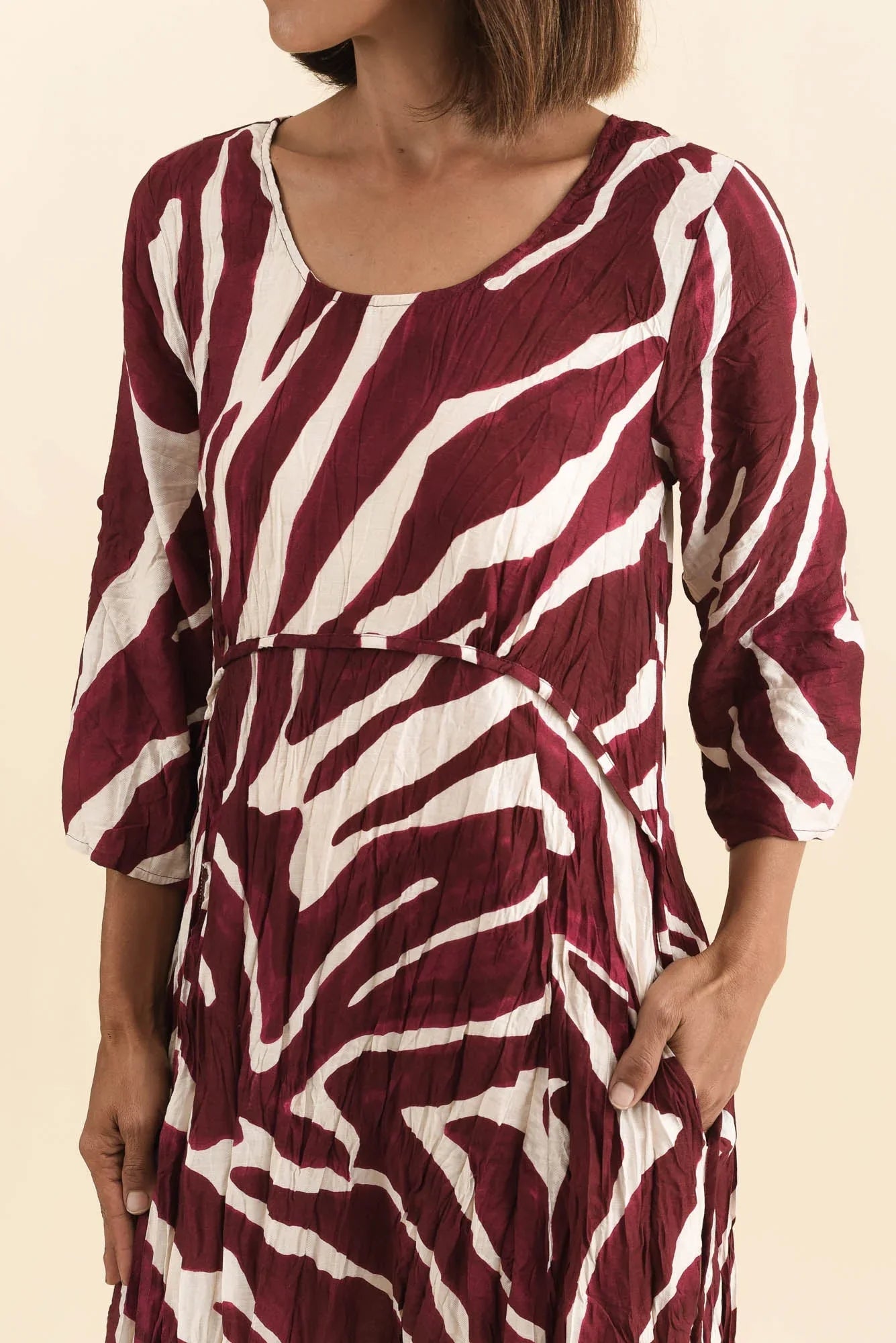 Crescent Dress - Burgundy Abstract