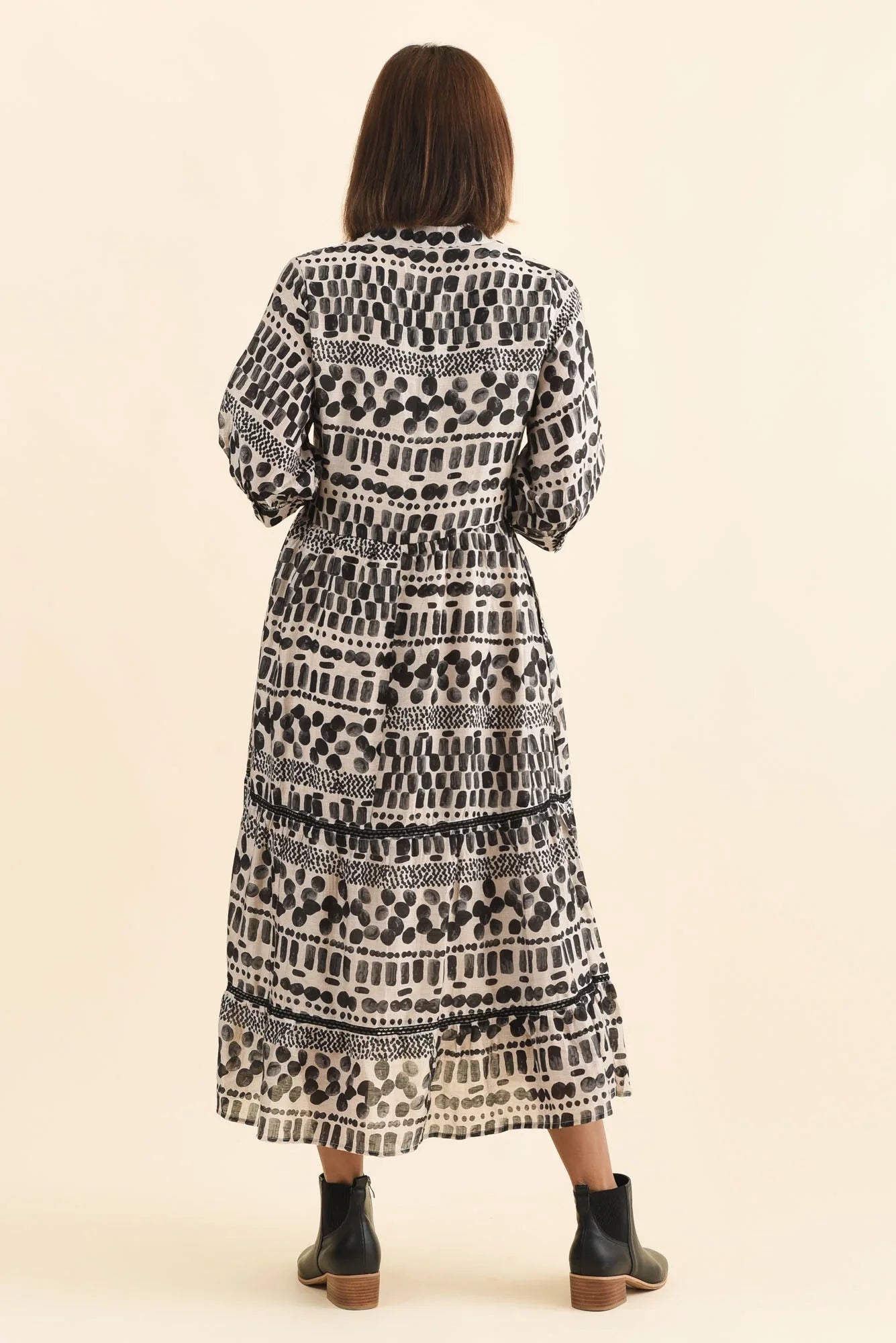 Spot Tier Dress - Black
