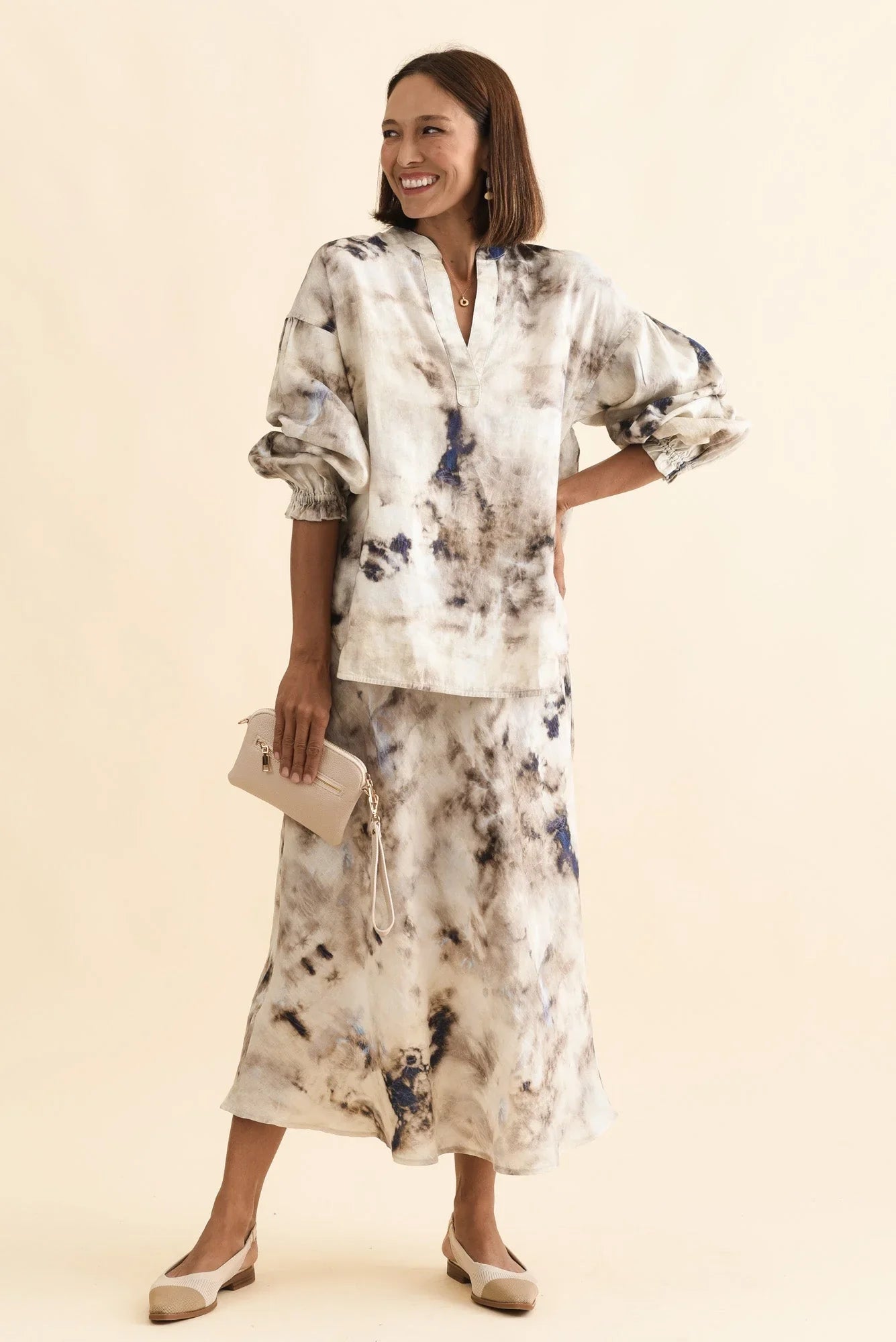 Abstract Linen Blouse