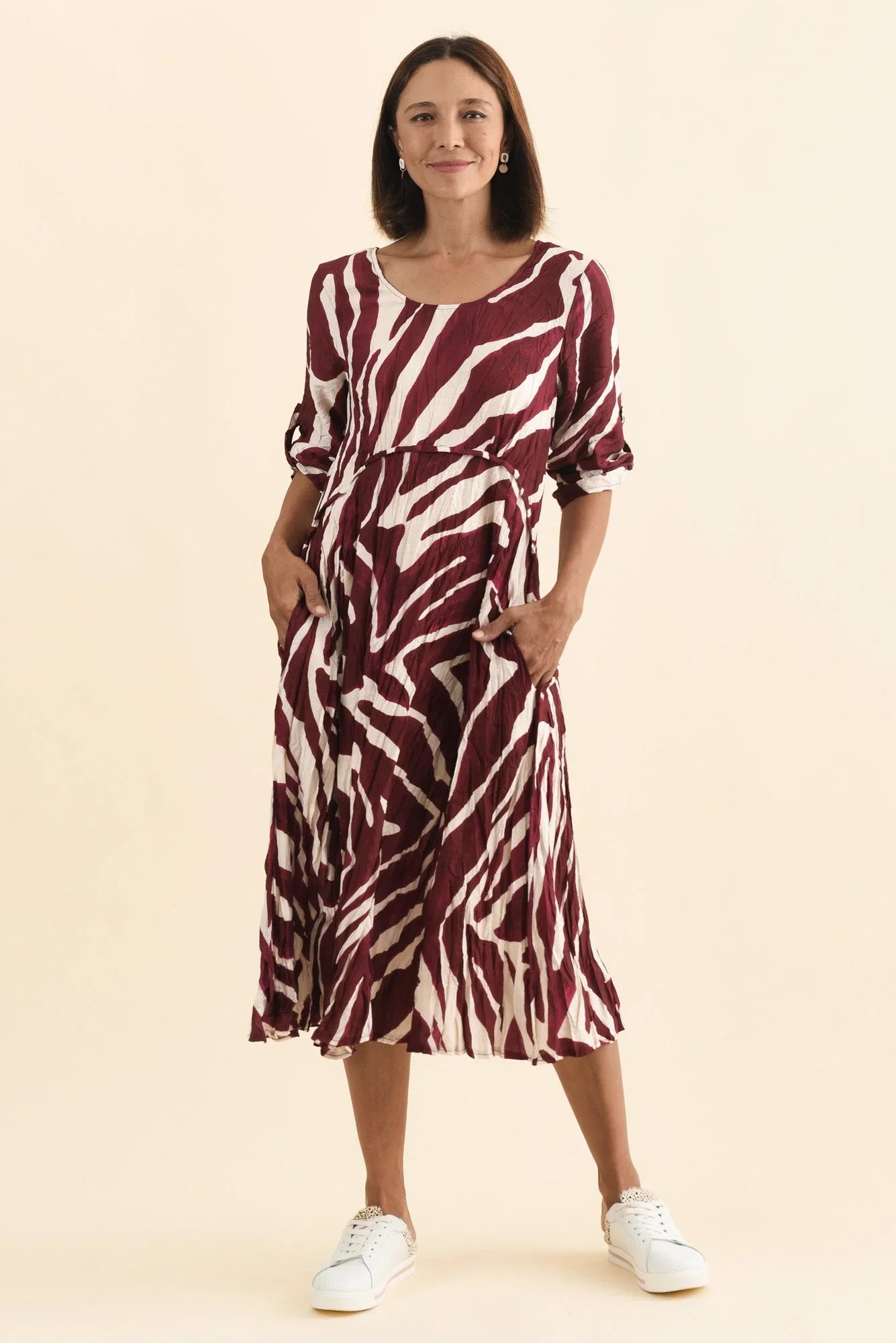 Crescent Dress - Burgundy Abstract