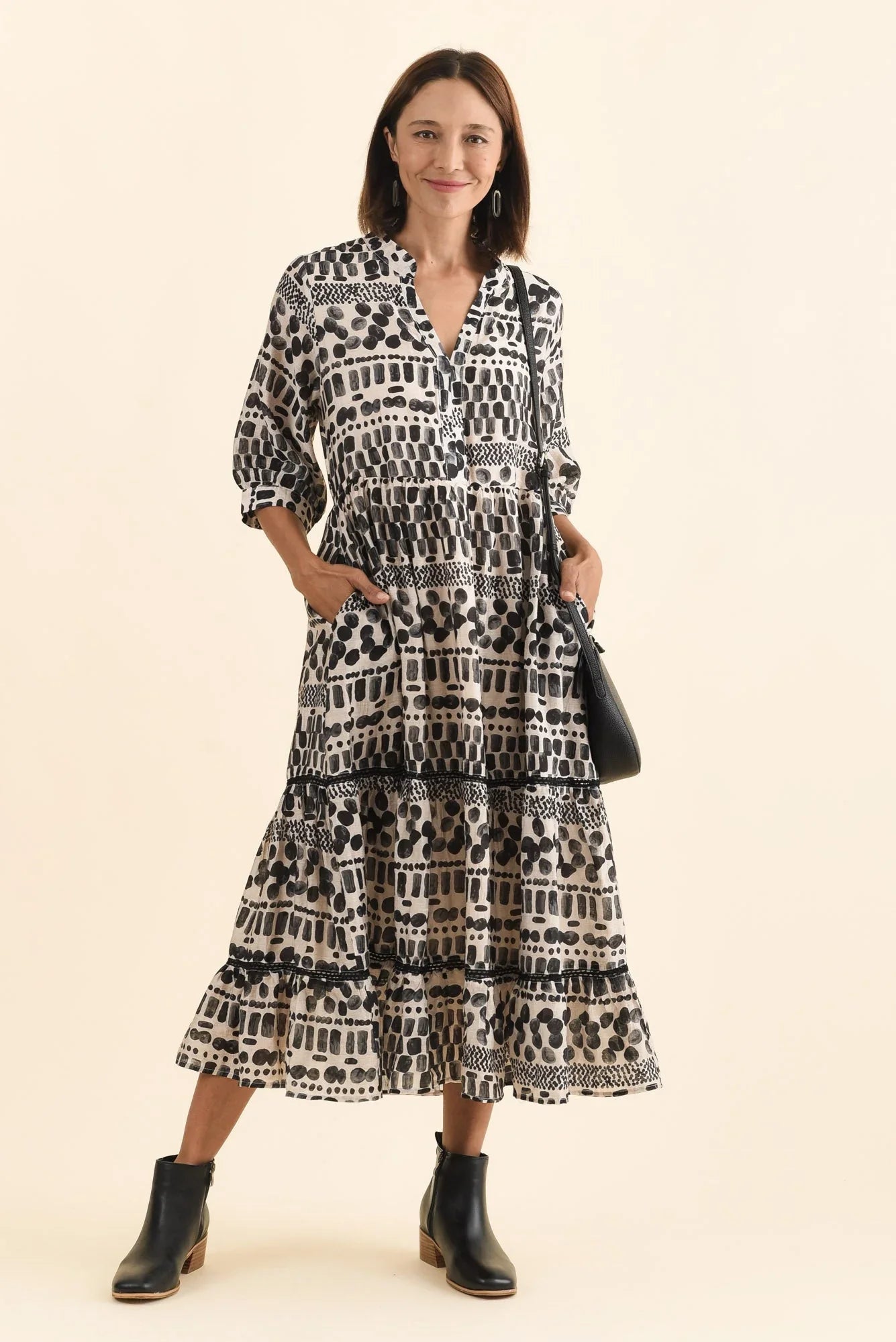 Spot Tier Dress - Black