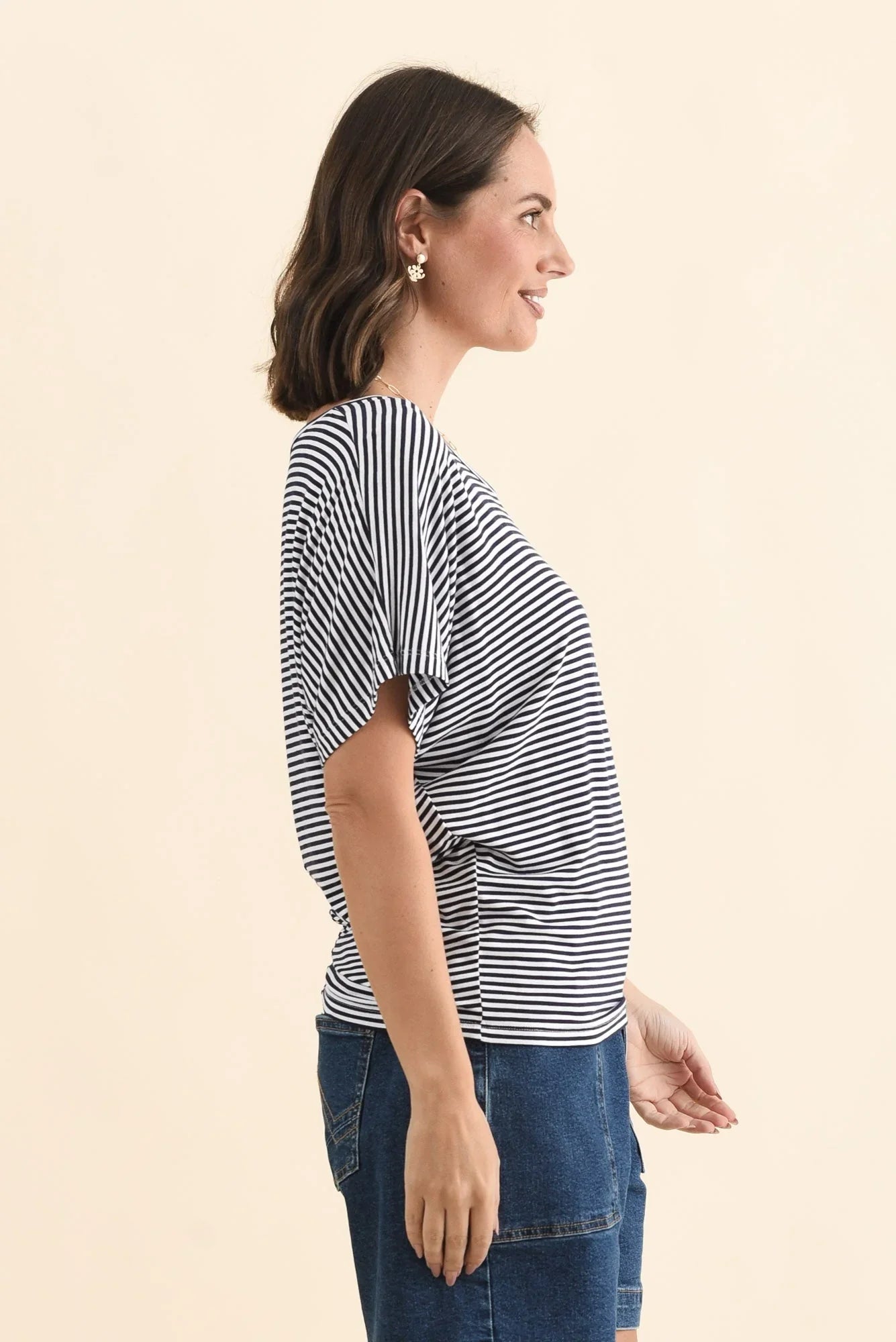 Stripe Maui Tee-Navy