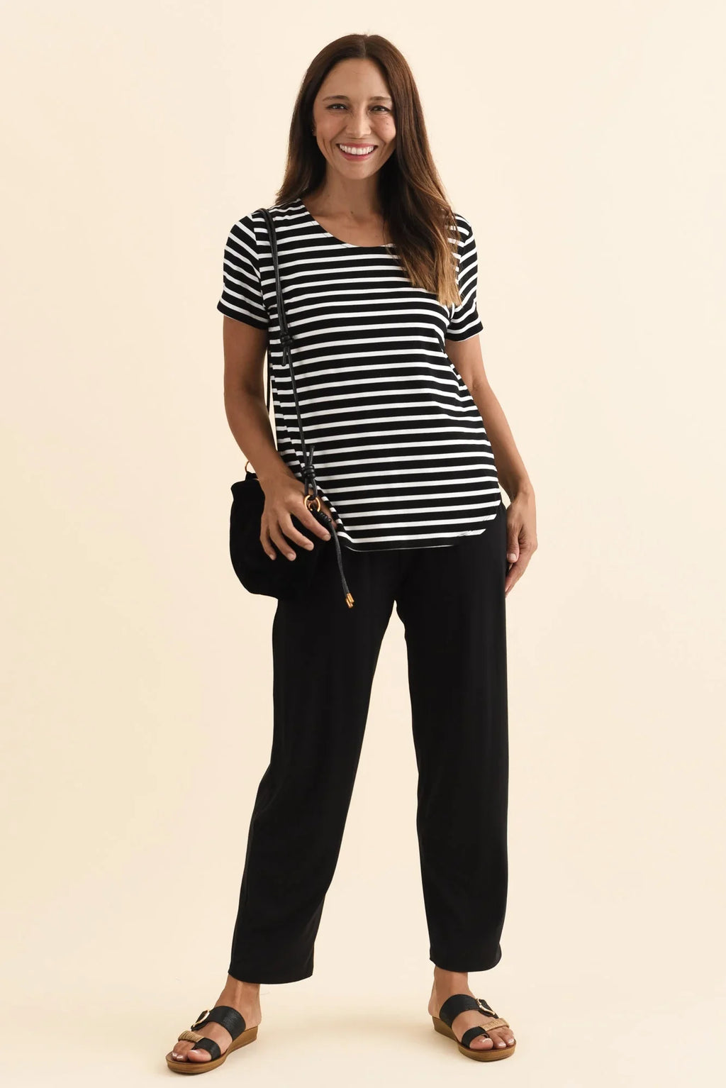 Stripe Bamboo Tee-Black