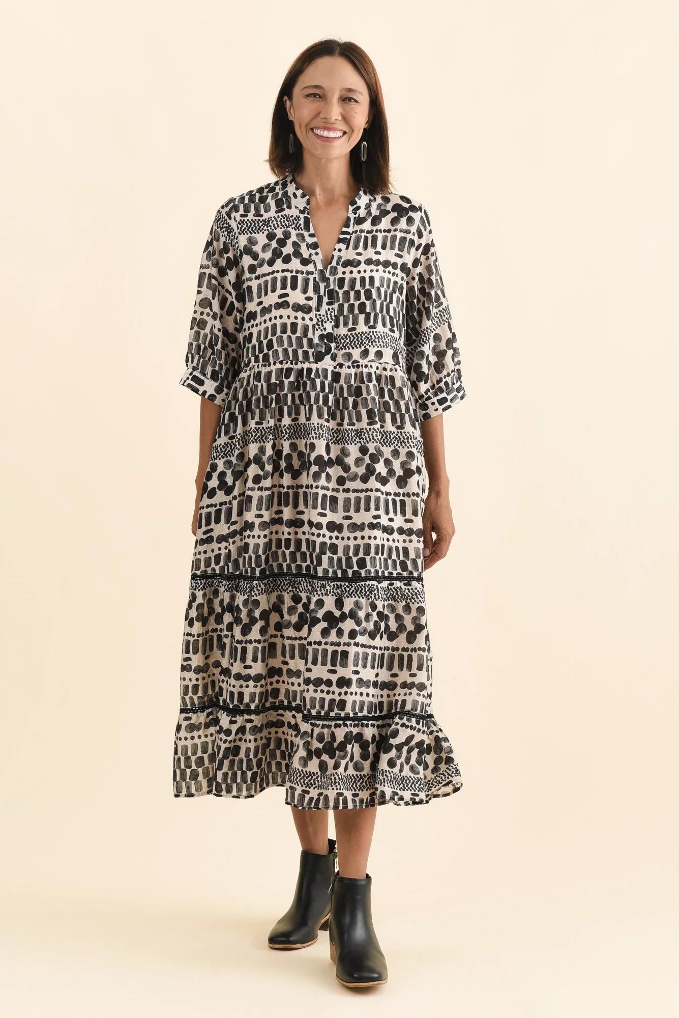 Spot Tier Dress - Black