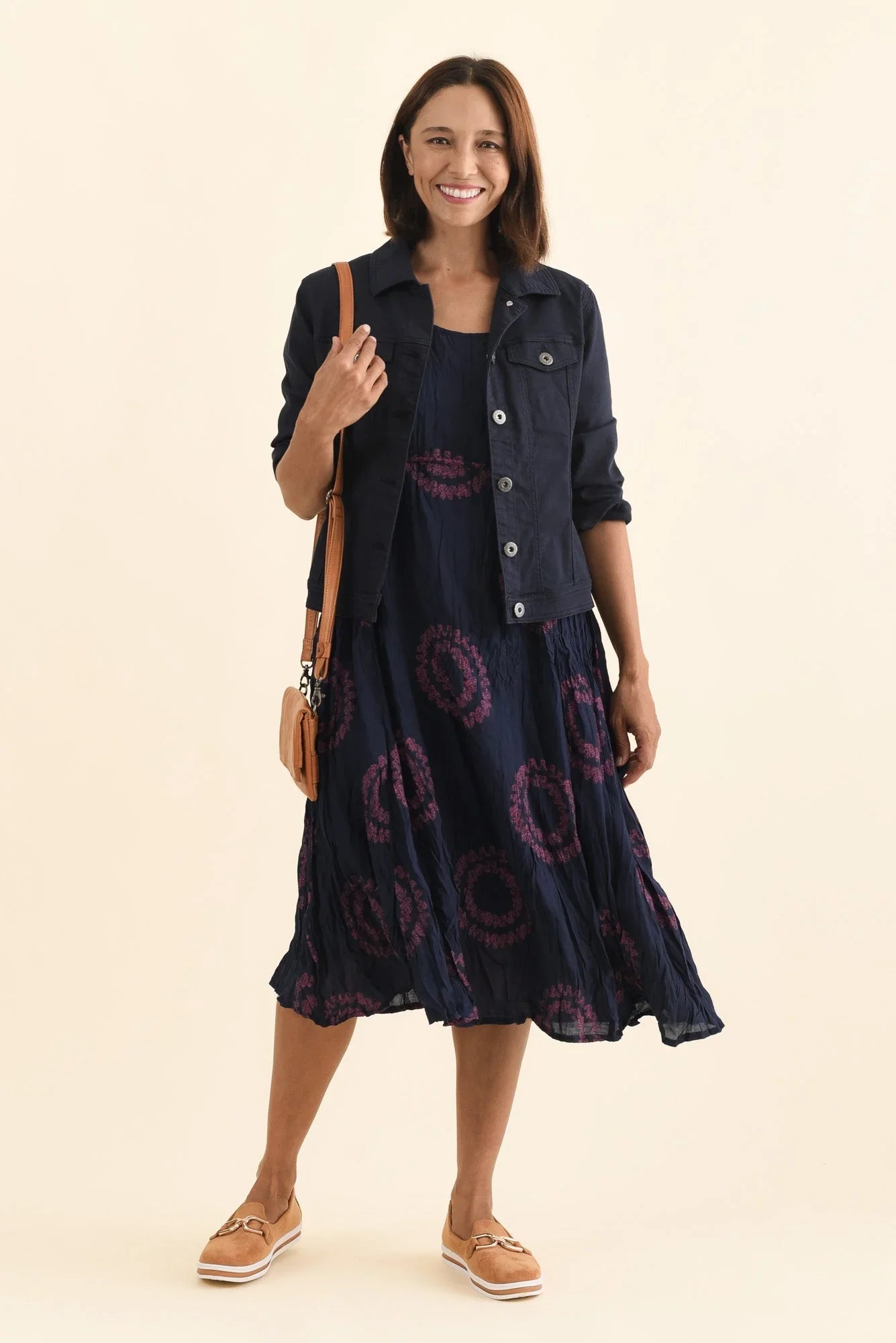 Cotton Blend Crescent Dress - Pink Circle