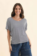 Stripe Maui Tee-Navy