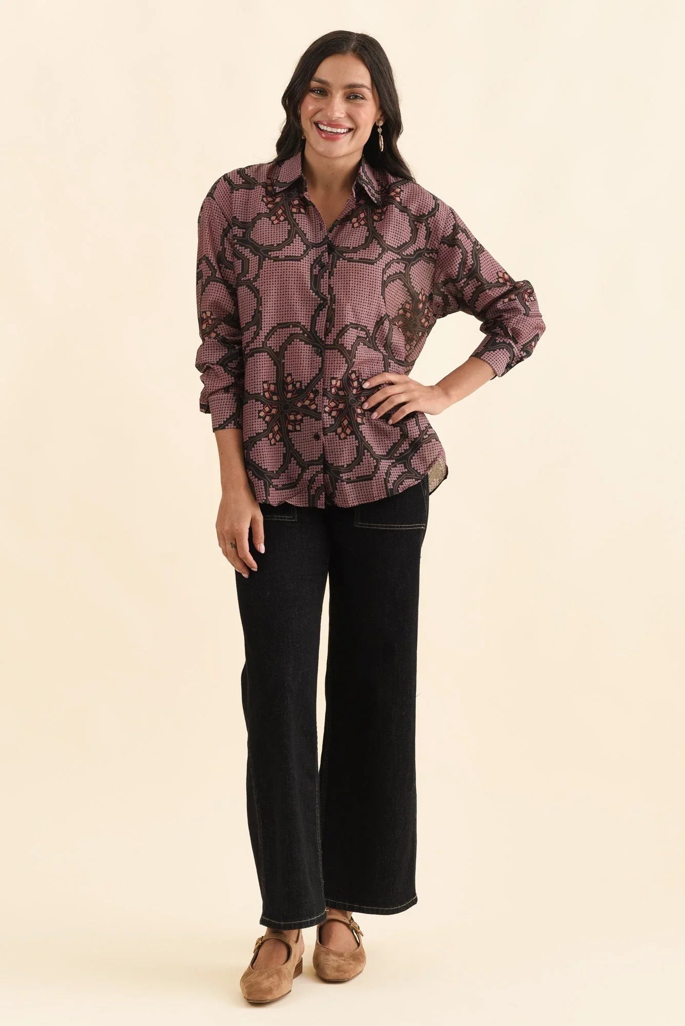 Cotton Silk Shirt - Pink Floral