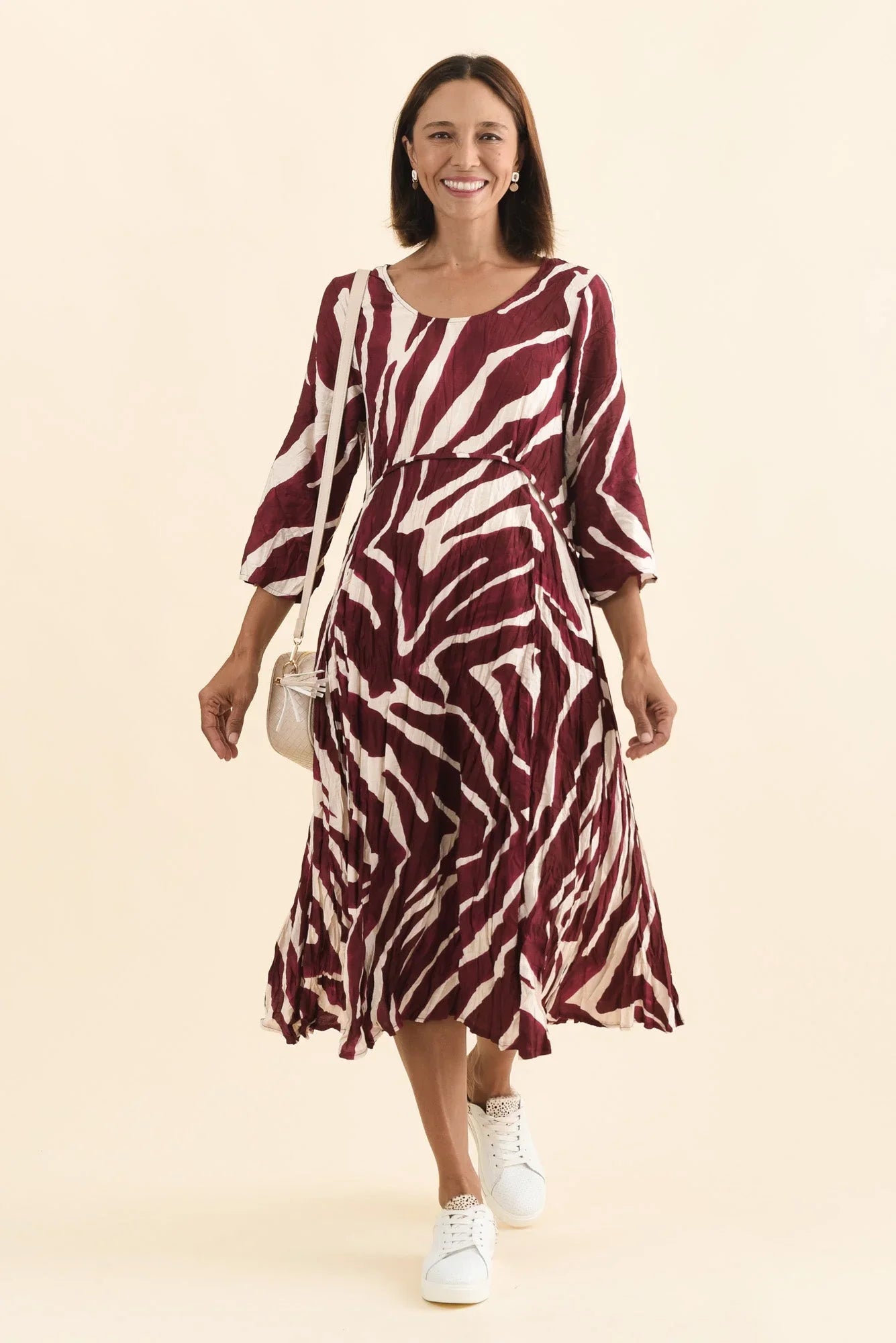 Crescent Dress - Burgundy Abstract