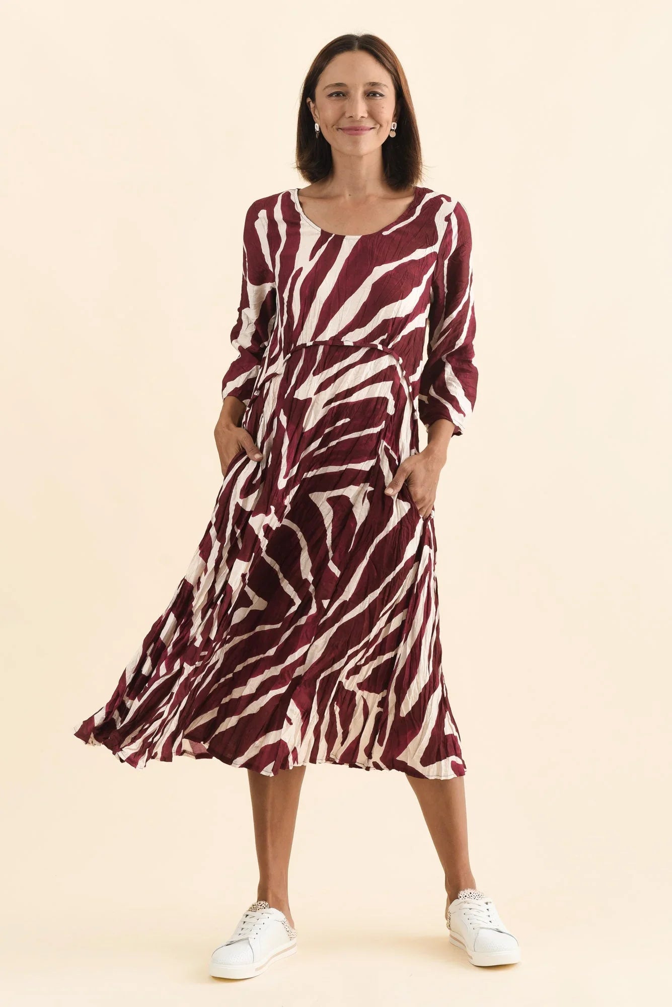 Crescent Dress - Burgundy Abstract