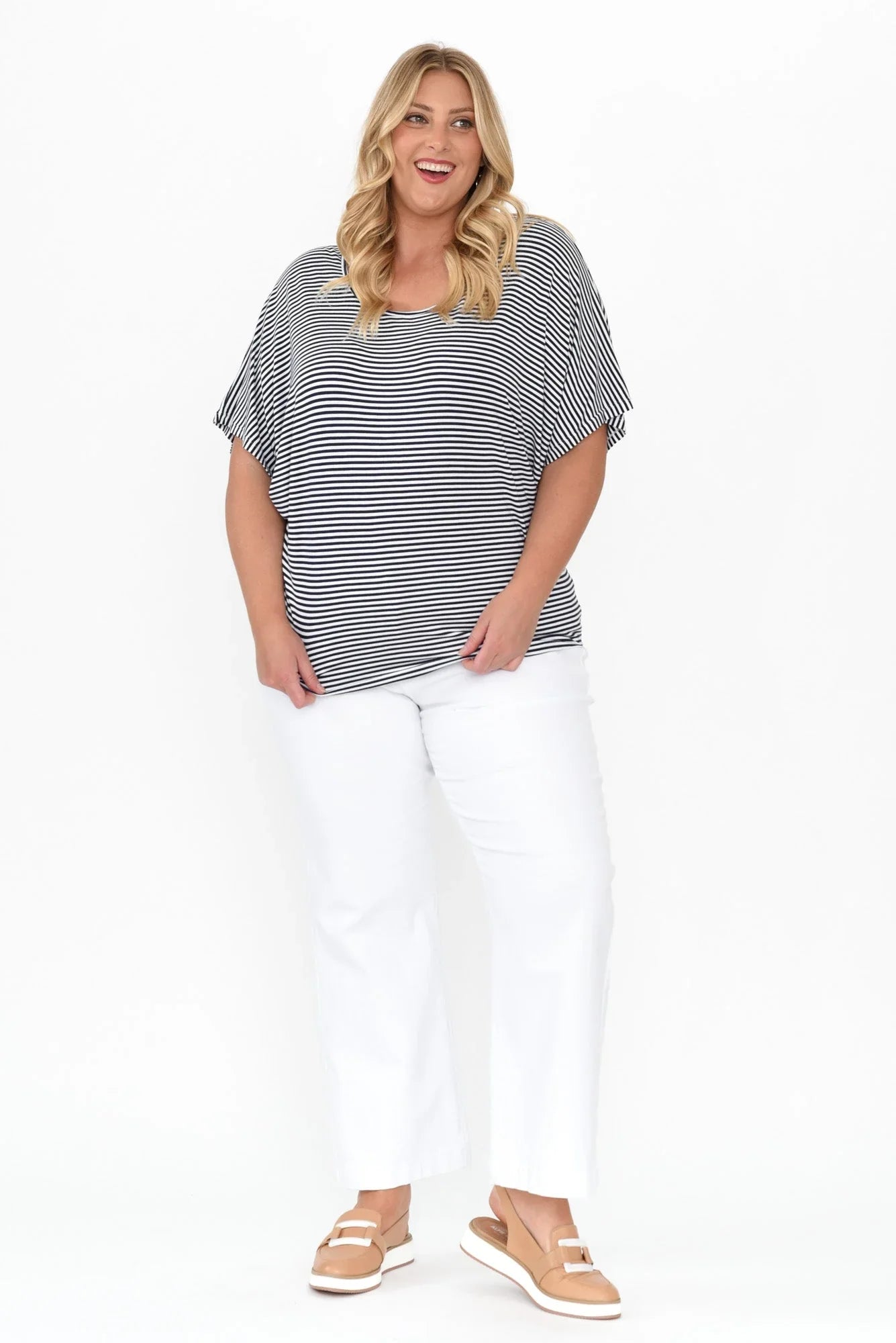 Stripe Maui Tee-Navy