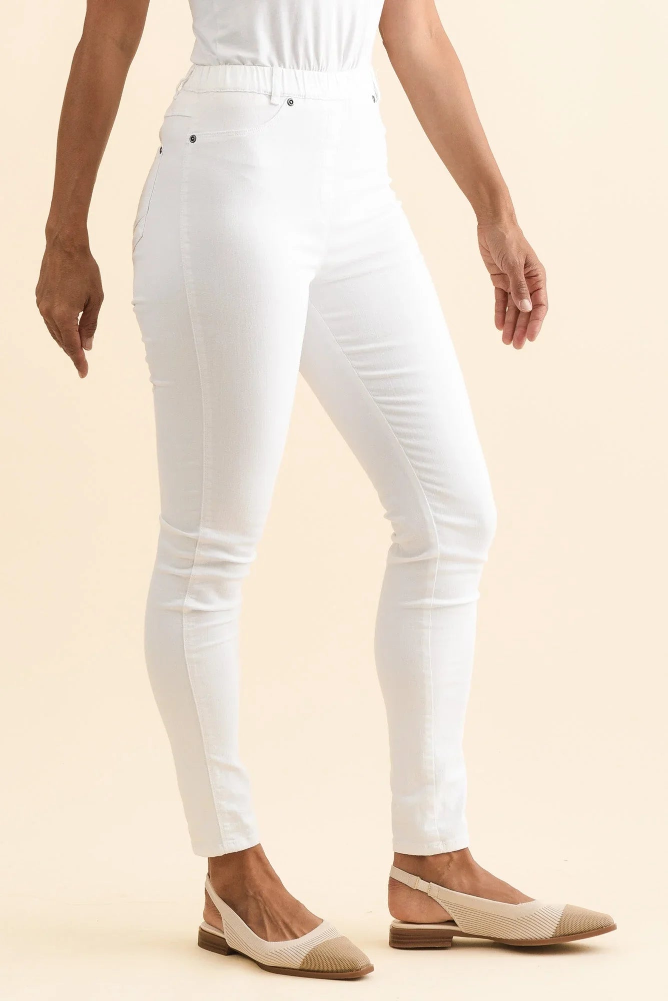 Stretch Cotton Pants - White