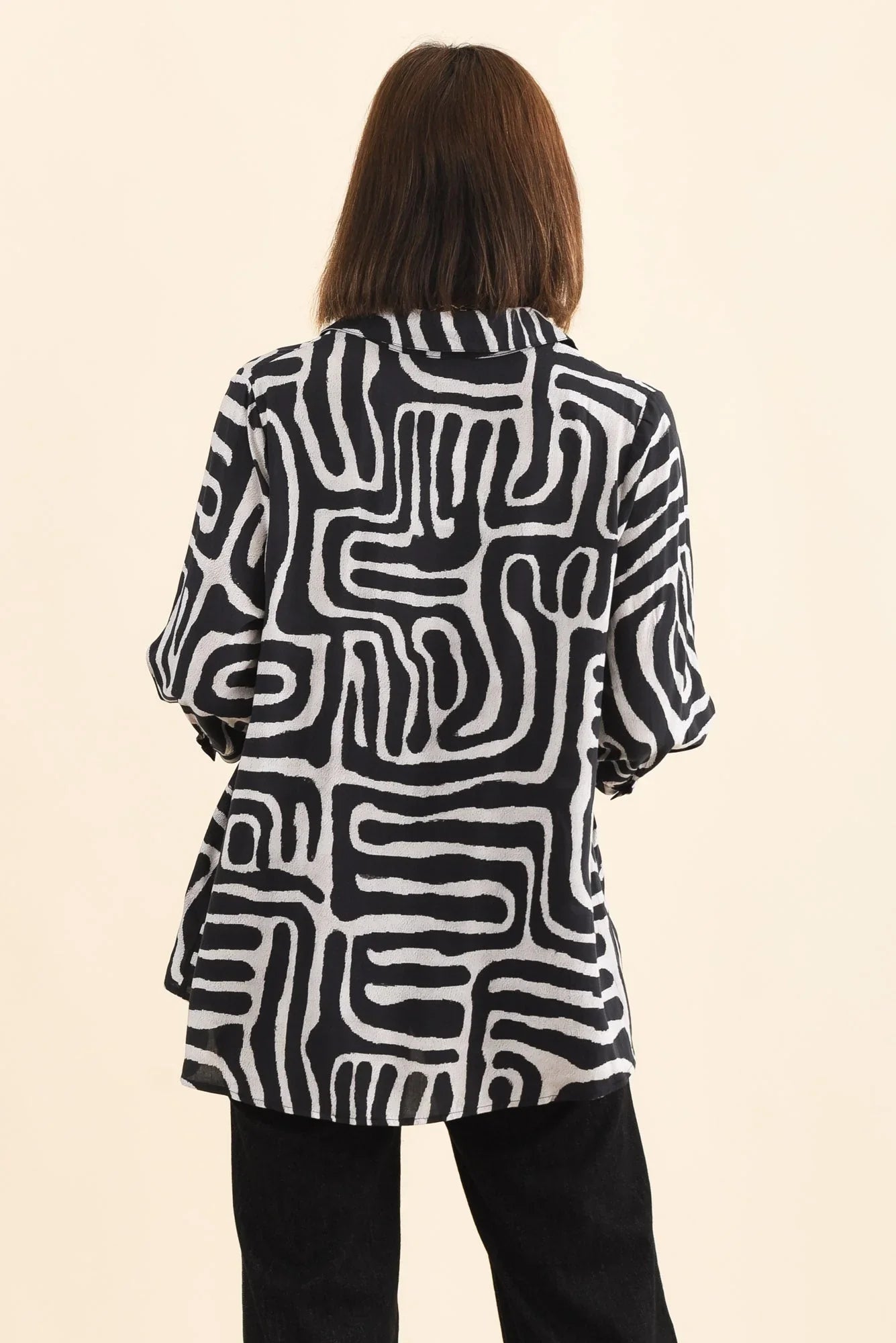 Collared Shirt - Black Abstract