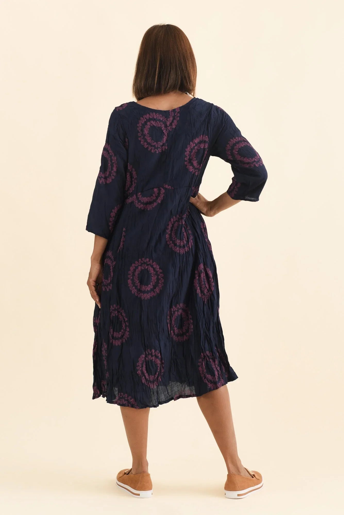 Cotton Blend Crescent Dress - Pink Circle