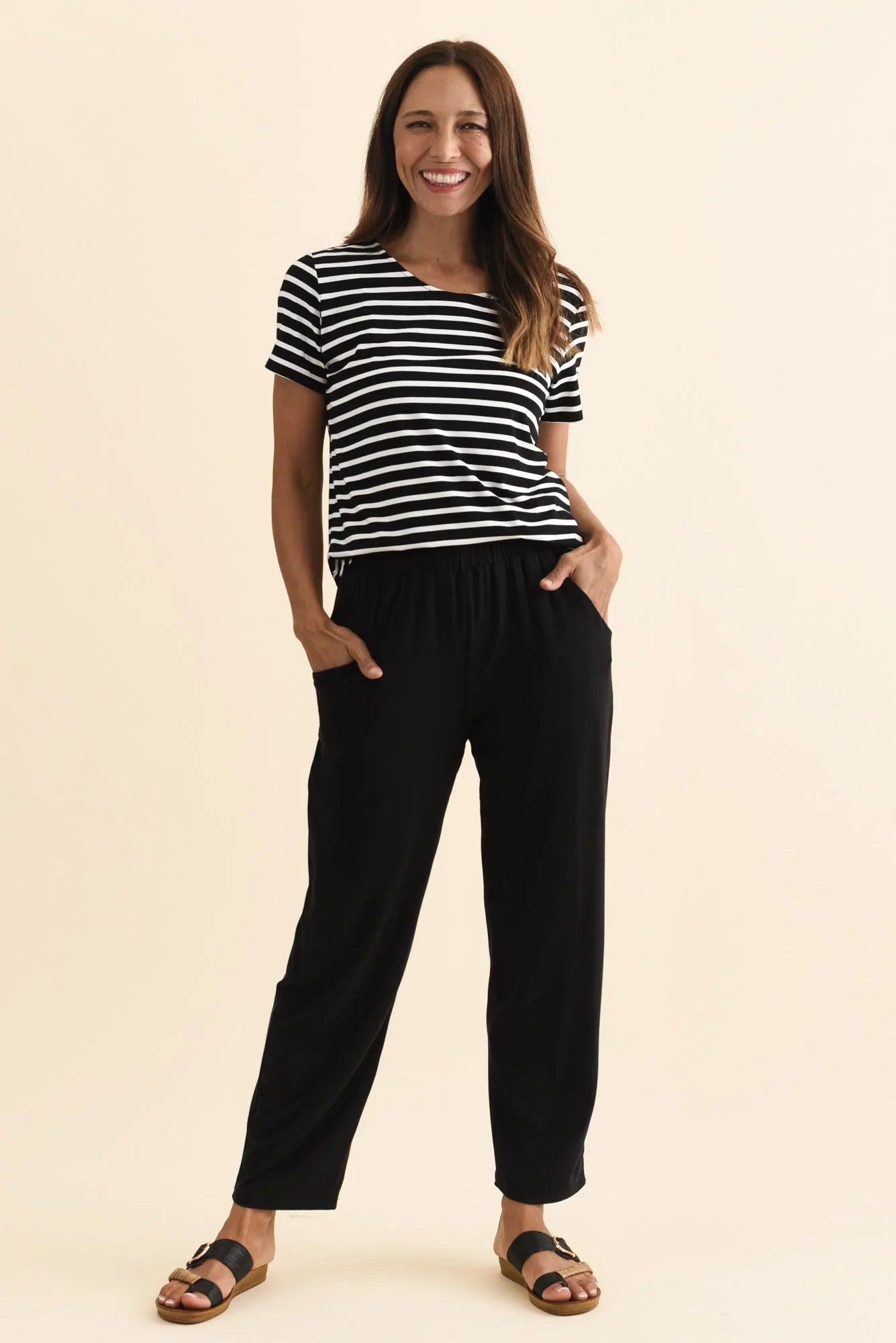 Stripe Bamboo Tee-Black