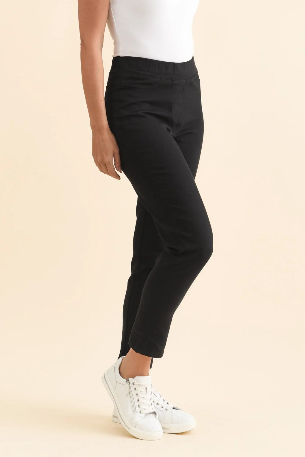 Cotton Stretch Pants - Black