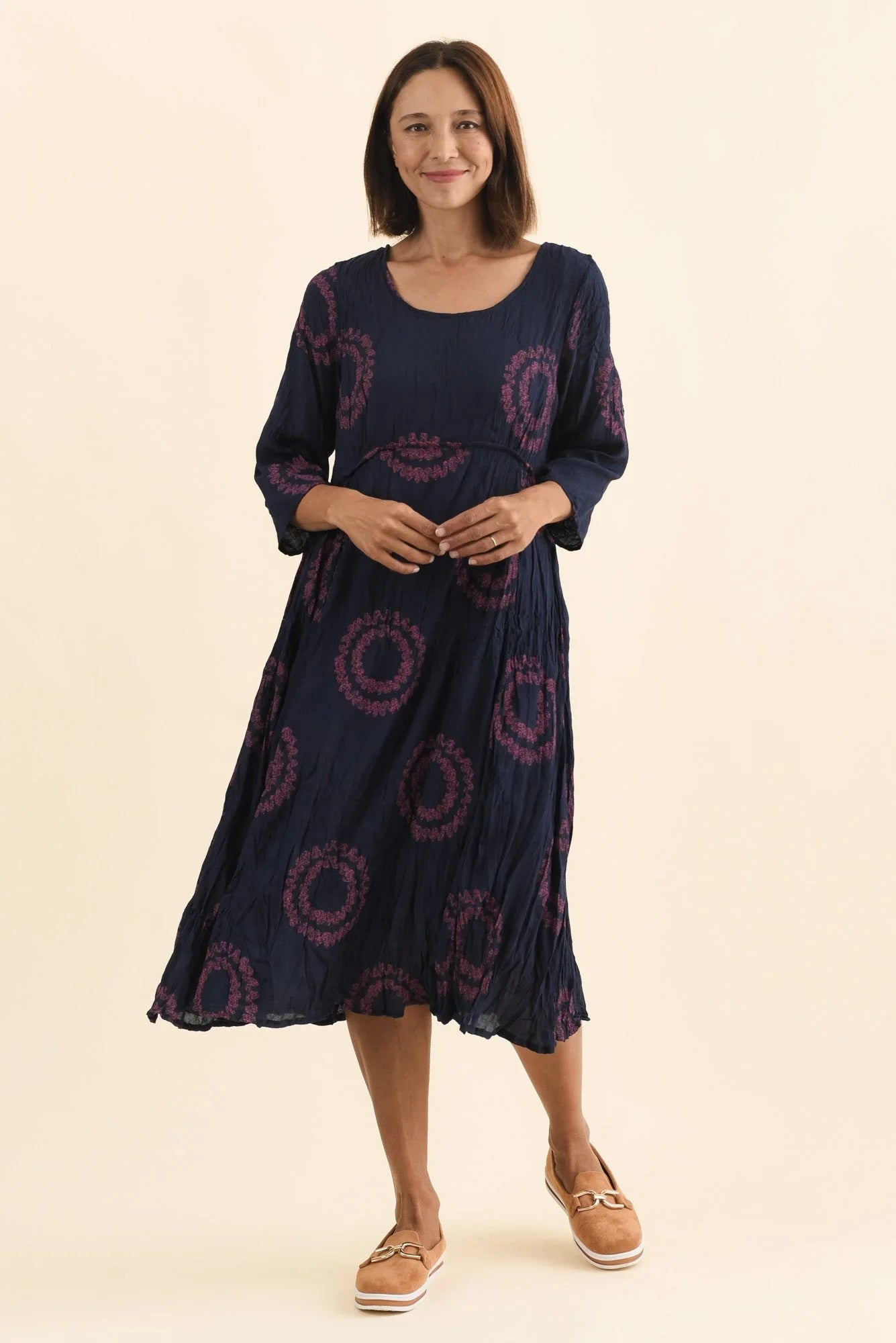 Cotton Blend Crescent Dress - Pink Circle