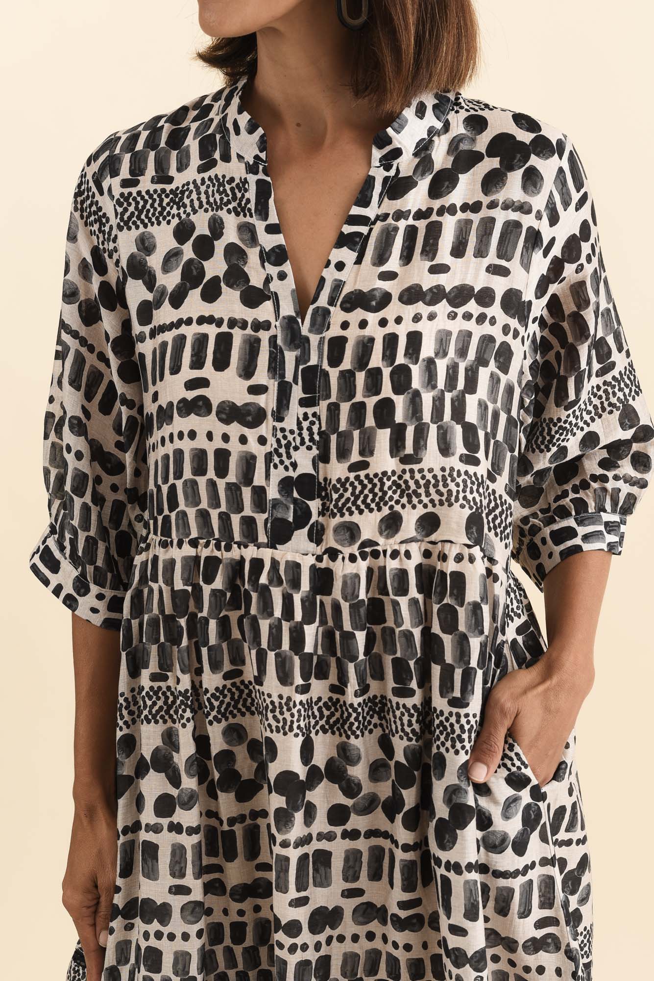 Spot Tier Dress - Black
