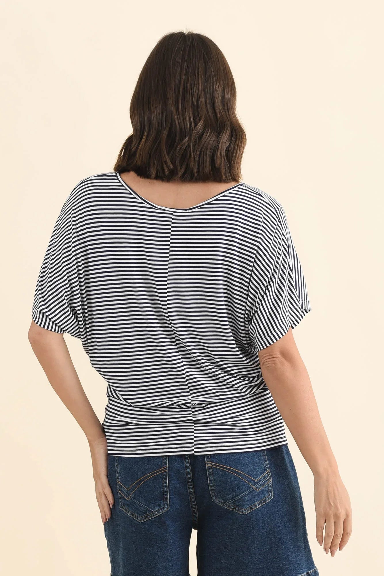 Stripe Maui Tee-Navy