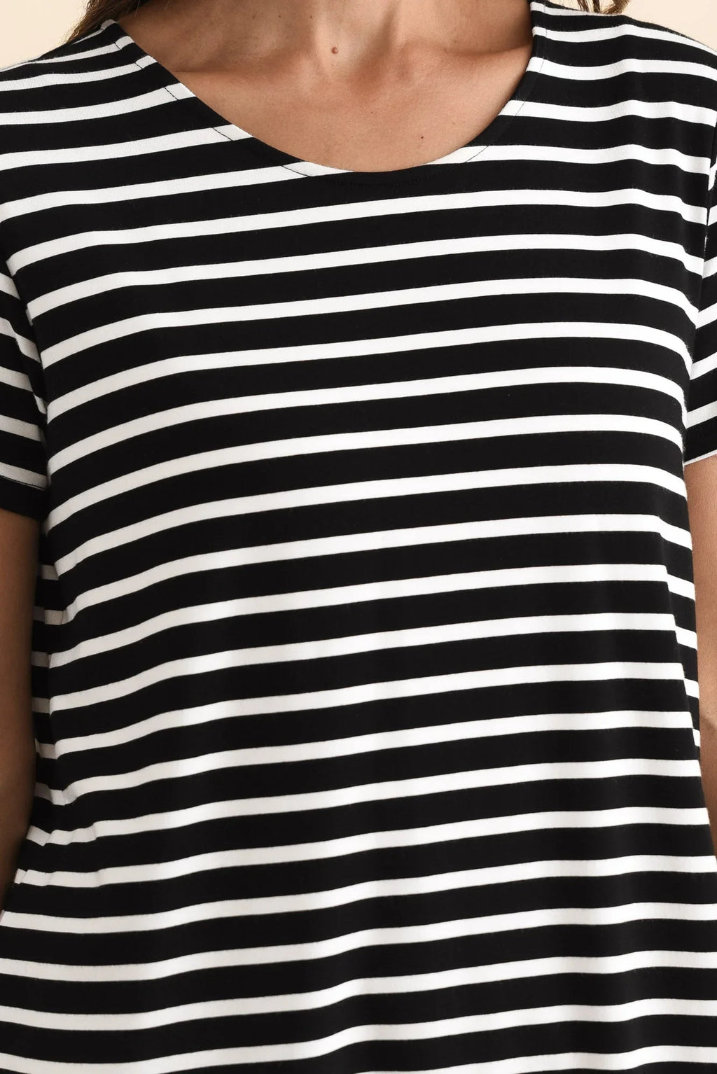 Stripe Bamboo Tee-Black