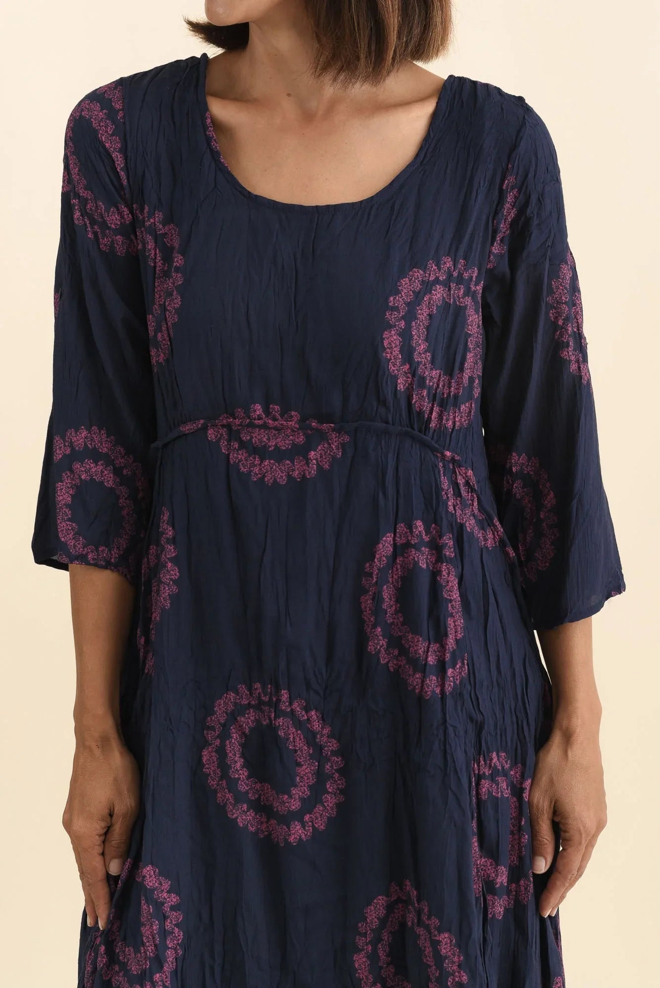 Cotton Blend Crescent Dress - Pink Circle