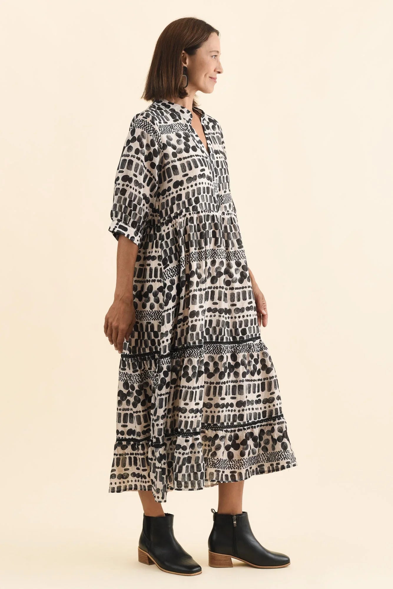 Spot Tier Dress - Black