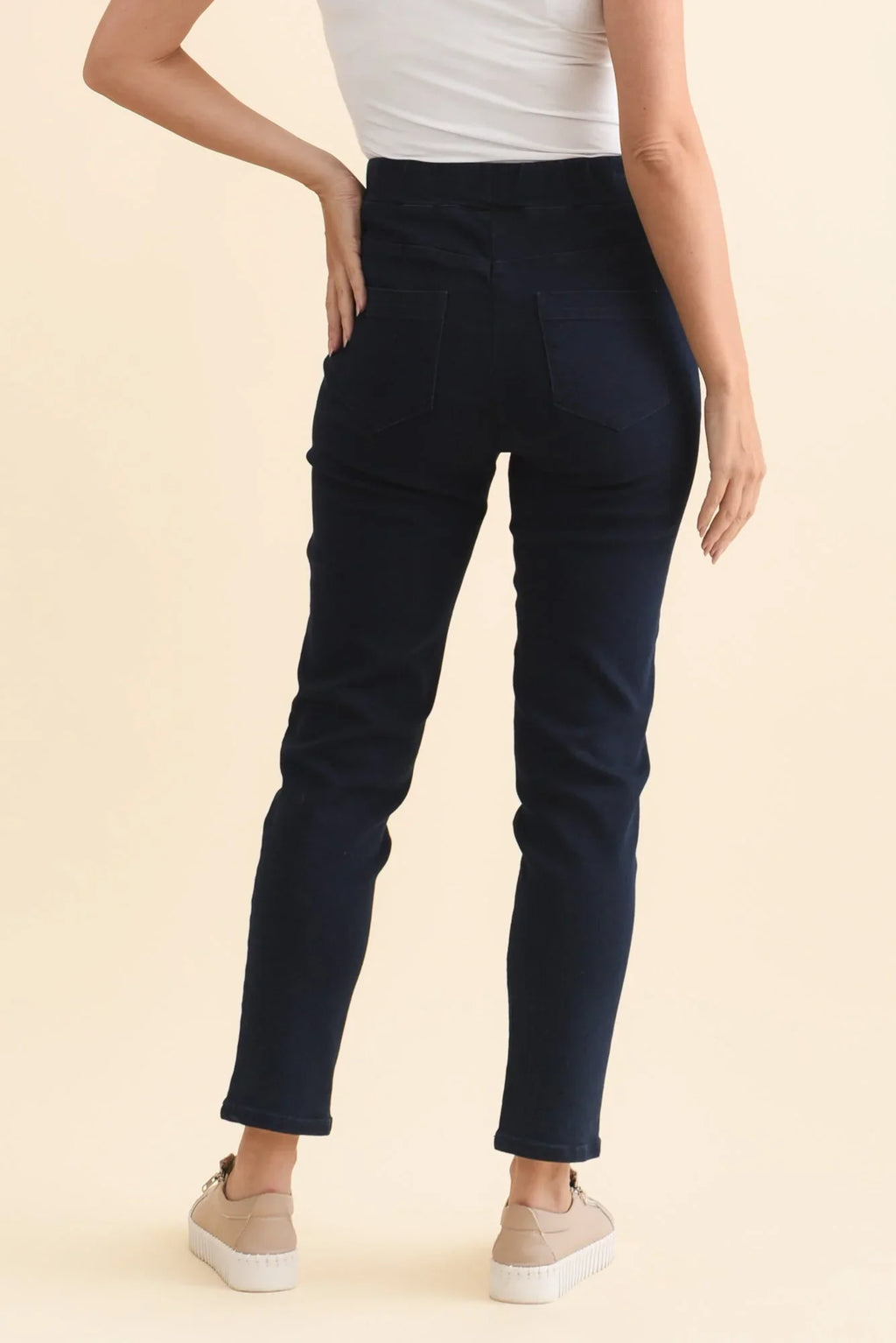 Cotton Stretch Pants - Navy