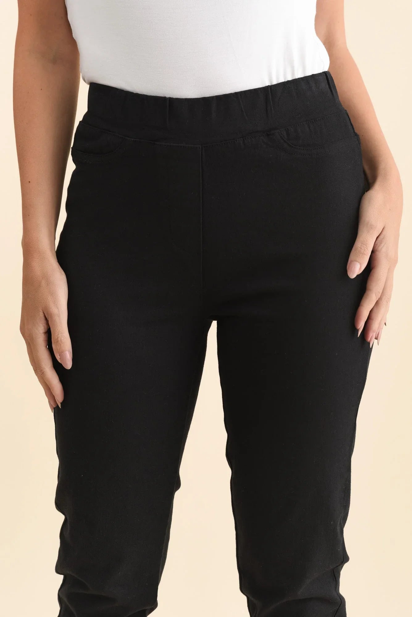 Cotton Stretch Pants - Black