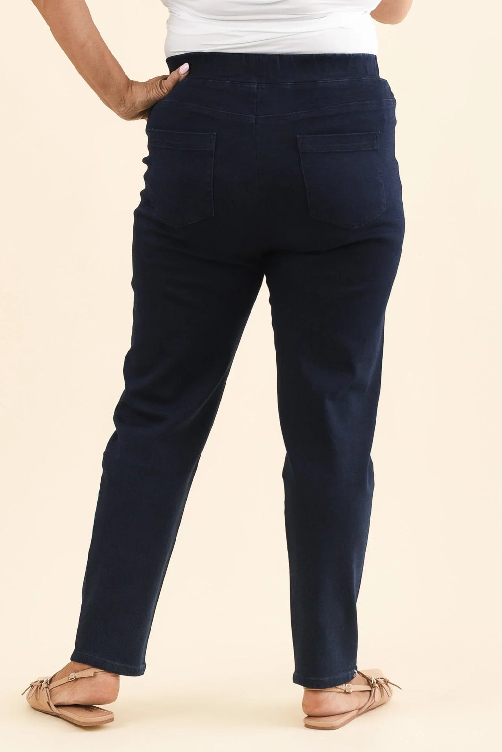 Cotton Stretch Pants - Navy