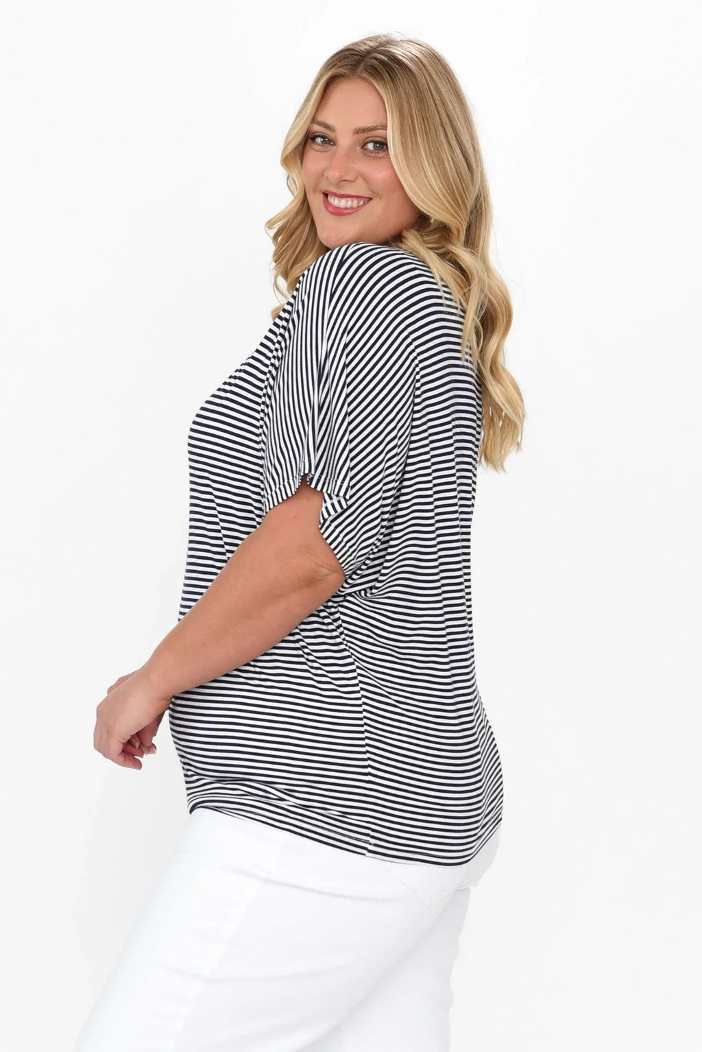 Stripe Maui Tee-Navy