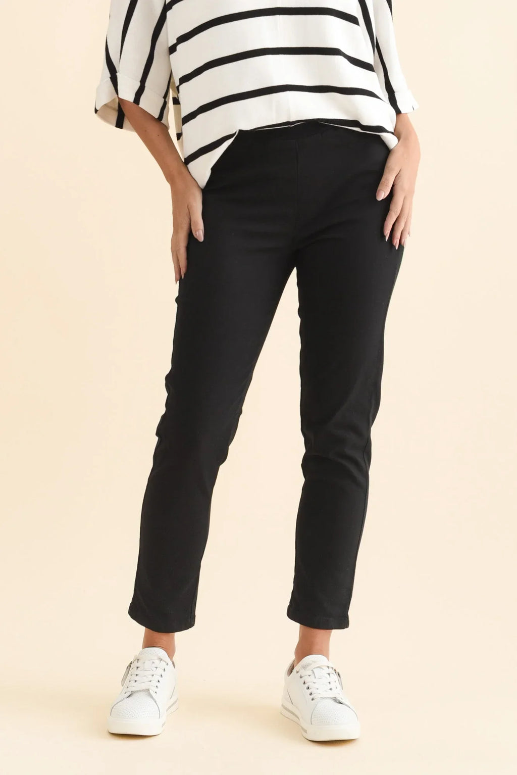 Cotton Stretch Pants - Black