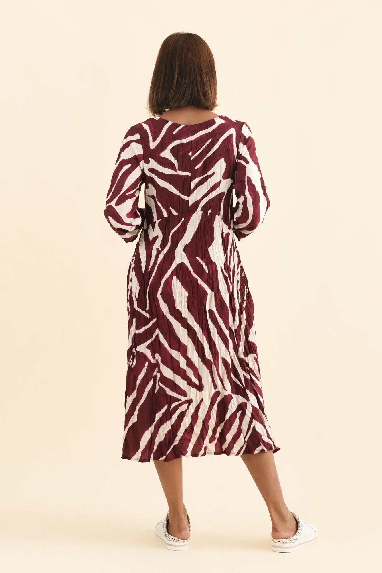 Crescent Dress - Burgundy Abstract