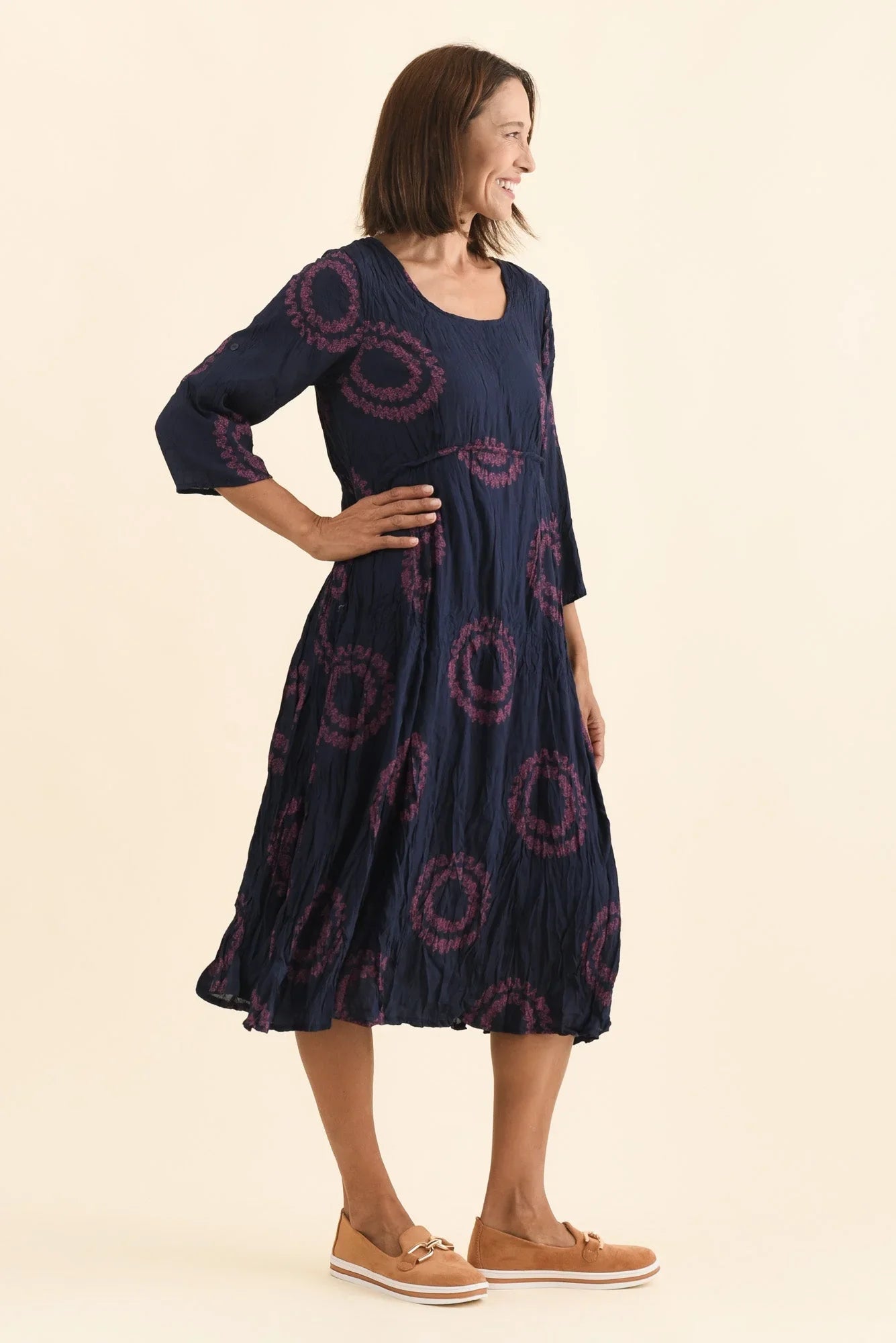 Cotton Blend Crescent Dress - Pink Circle