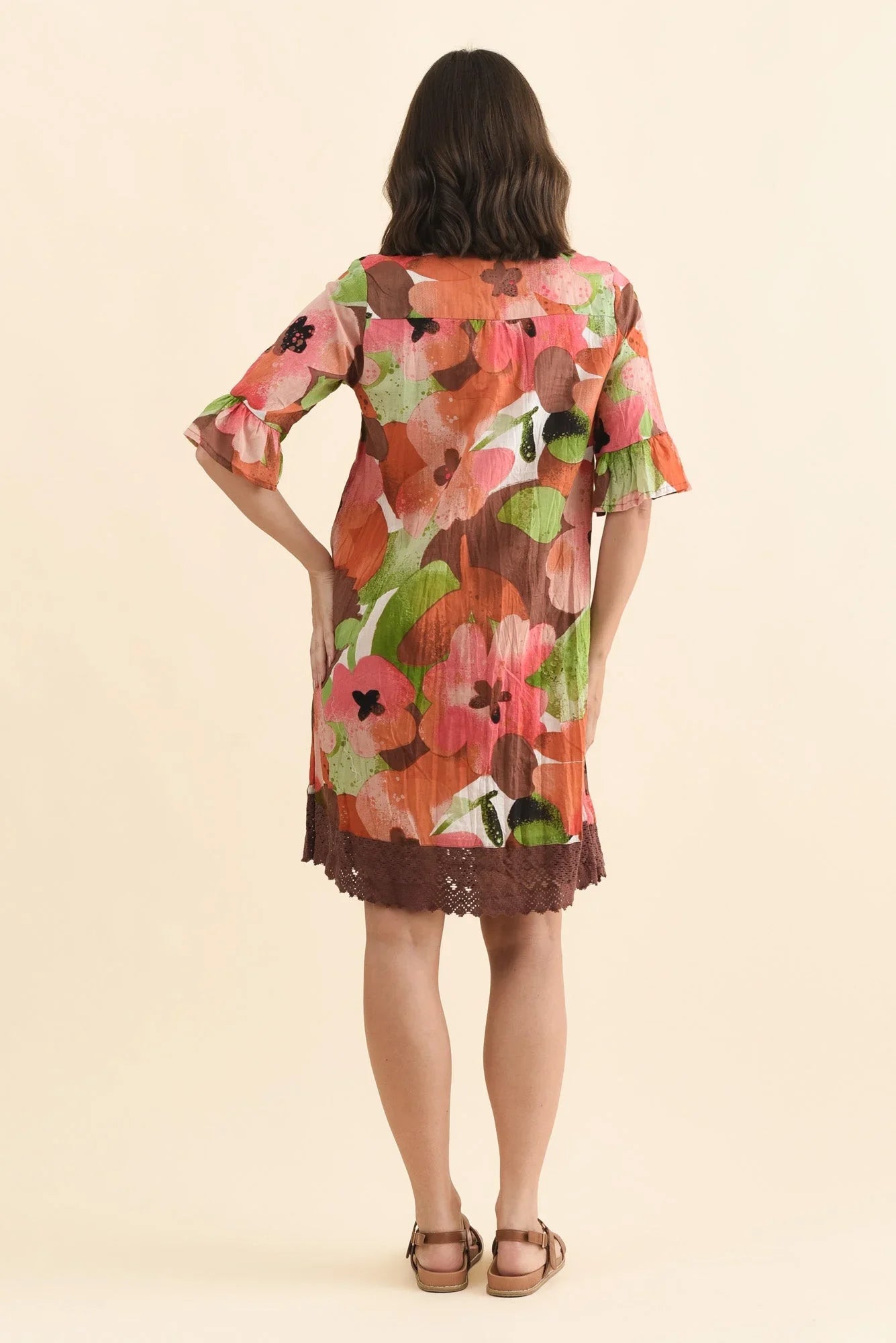 Floral Cotton Tunic Dress - Pink
