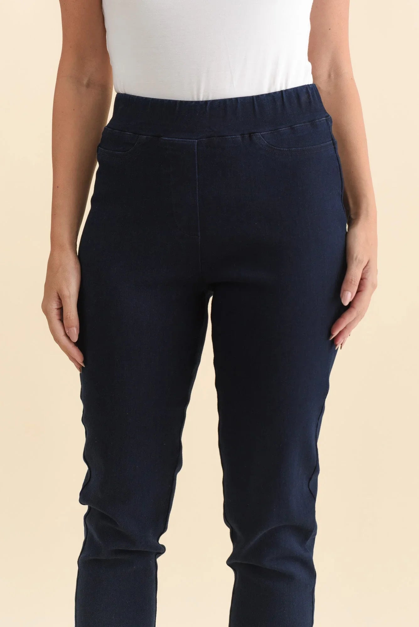 Cotton Stretch Pants - Navy