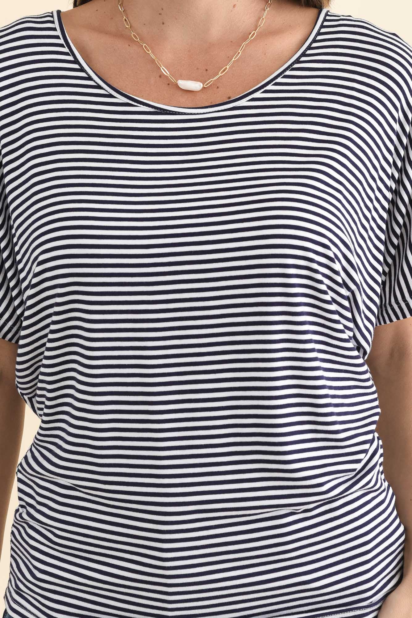 Stripe Maui Tee-Navy