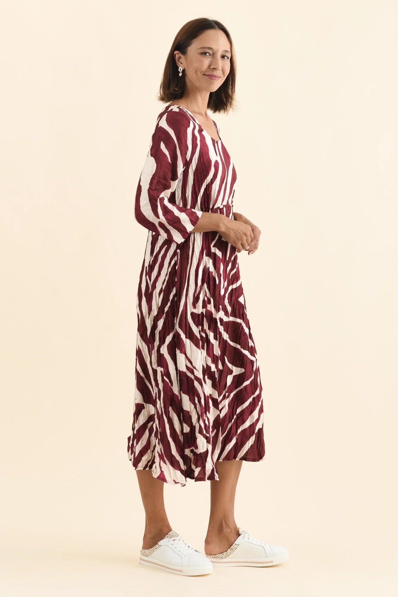 Crescent Dress - Burgundy Abstract