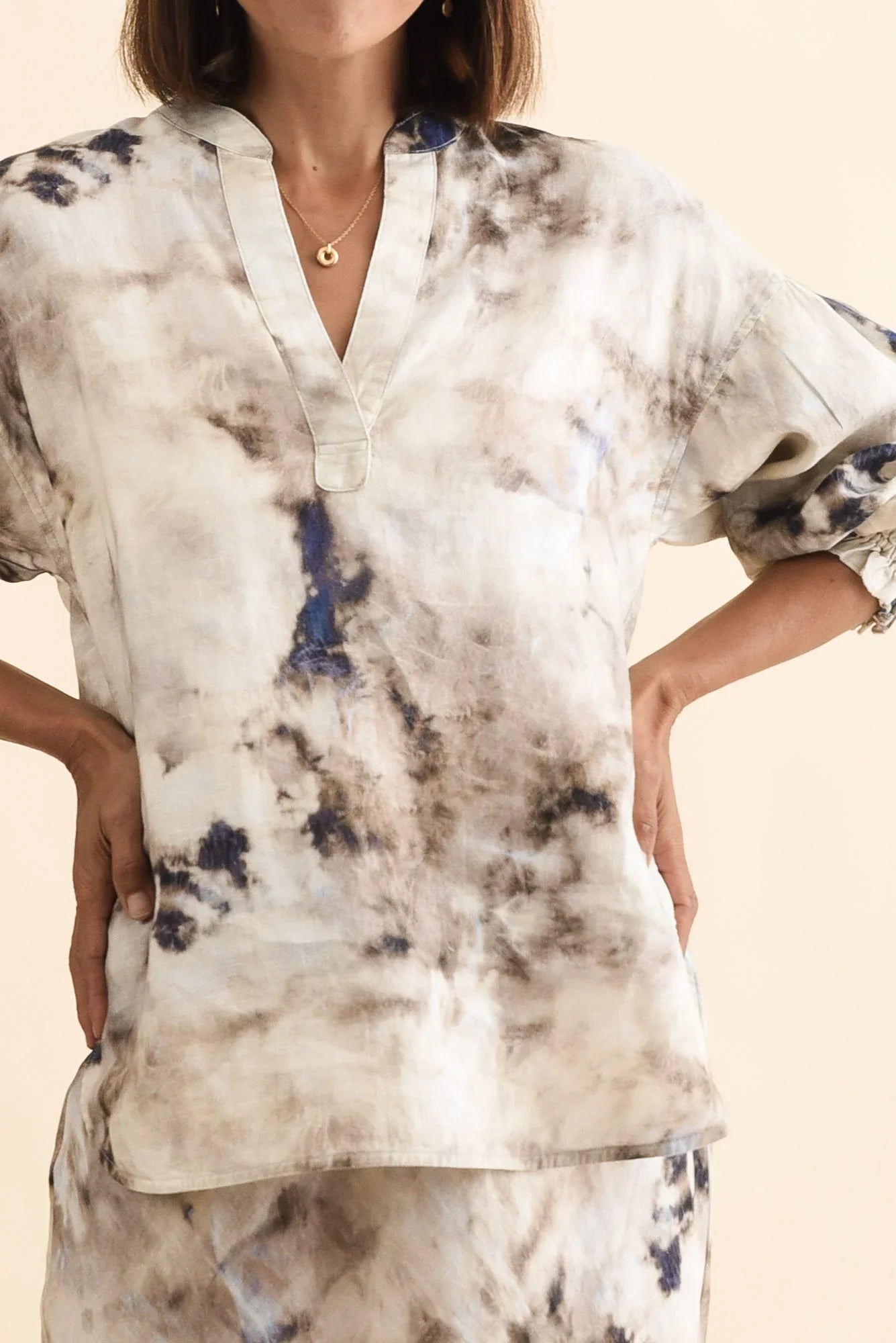 Abstract Linen Blouse