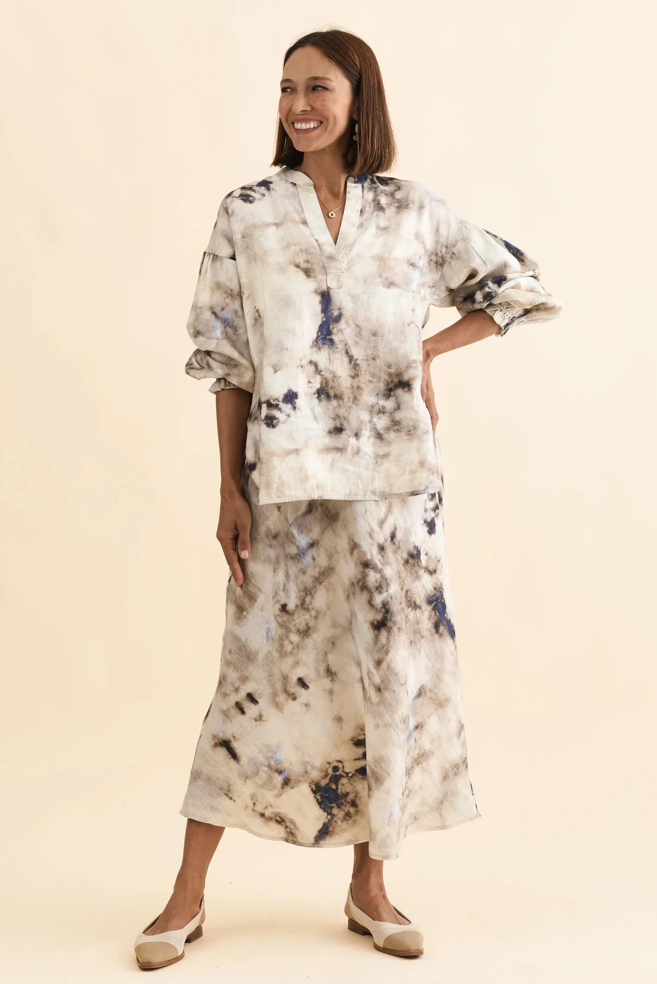 Abstract Linen Blouse