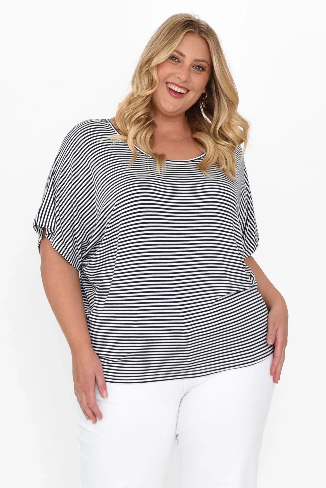 Stripe Maui Tee-Navy