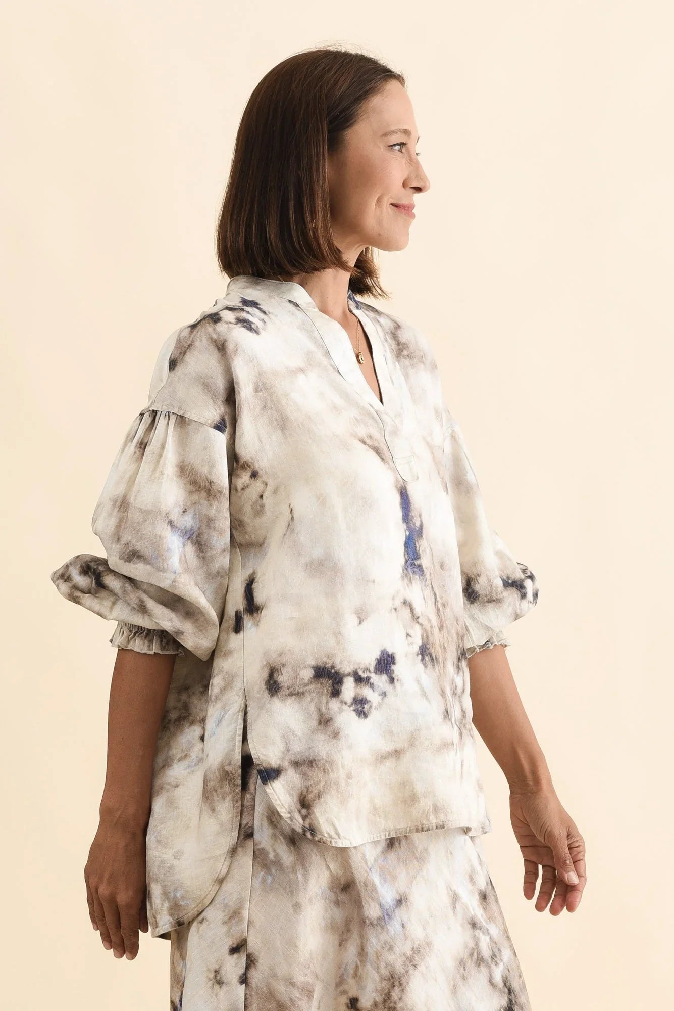 Abstract Linen Blouse
