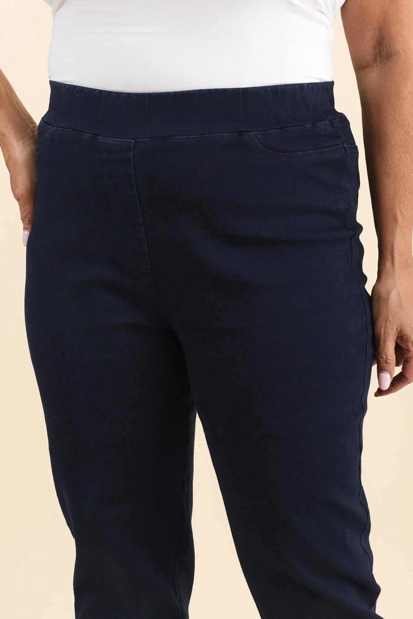 Cotton Stretch Pants - Navy