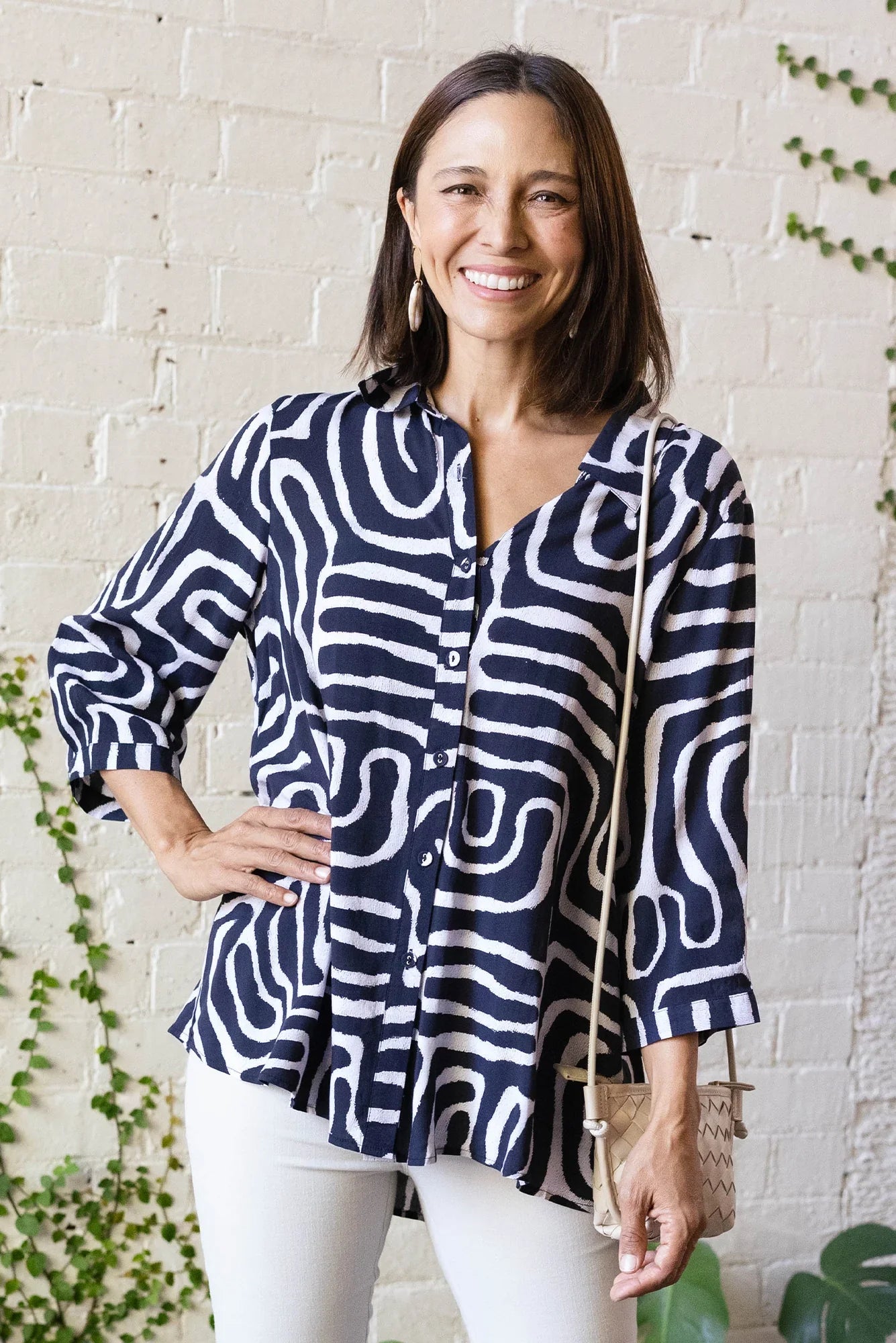 Collared Shirt - Black Abstract